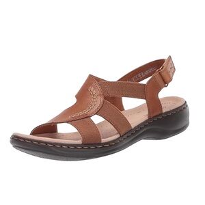 Clarks Leisa Joy Tan Leather Comfort Sandals Size 8